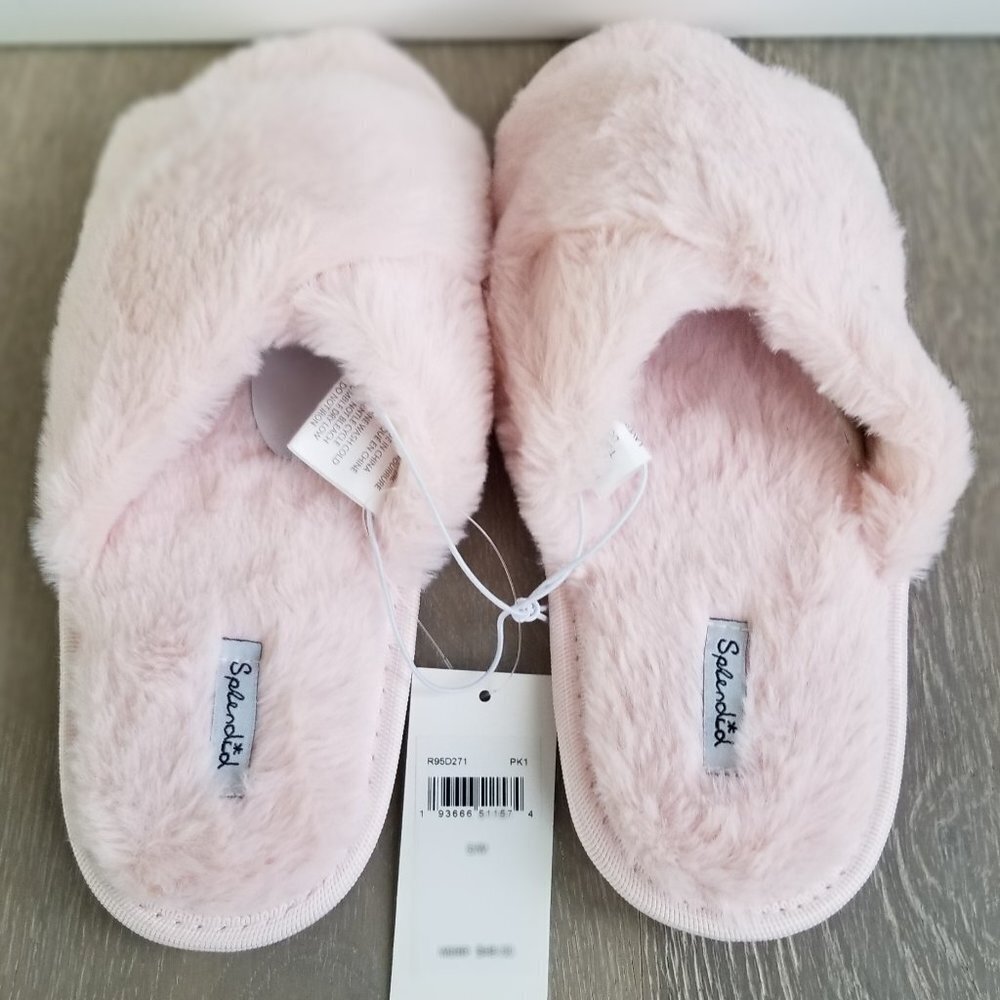 NWT Splendid Faux Fur Crisscross Slippers S/M - Picture 4 of 7